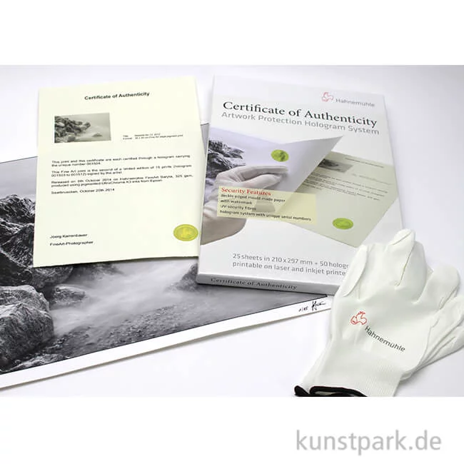 Artikelbild 1 des Artikels “Hahnemühle Echtheitszertifikat mit Hologramm, 25 Blatt, 150g, DIN A4 “