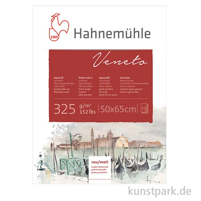 Artikelbild 1 des Artikels “Hahnemühle VENETO Aquarellkarton, 10 Bogen, 325g, 50 x 65 cm “