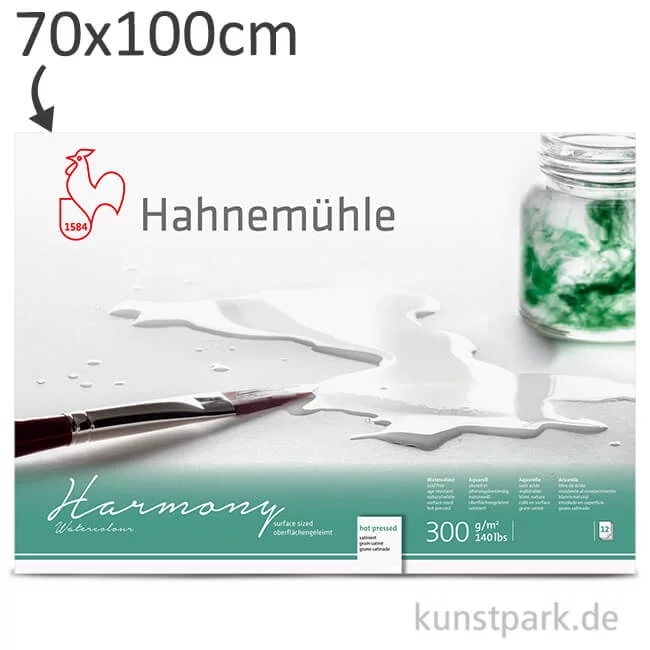 Artikelbild 1 des Artikels “Hahnemühle HARMONY Aquarell Papier, 10 Einzelblatt, 300g - satiniert 70 x 100 cm“