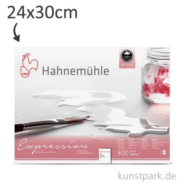 Artikelbild 1 des Artikels “Hahnemühle EXPRESSION Aquarellpapier, 20 Blatt, 300g - matt 24 x 30 cm“