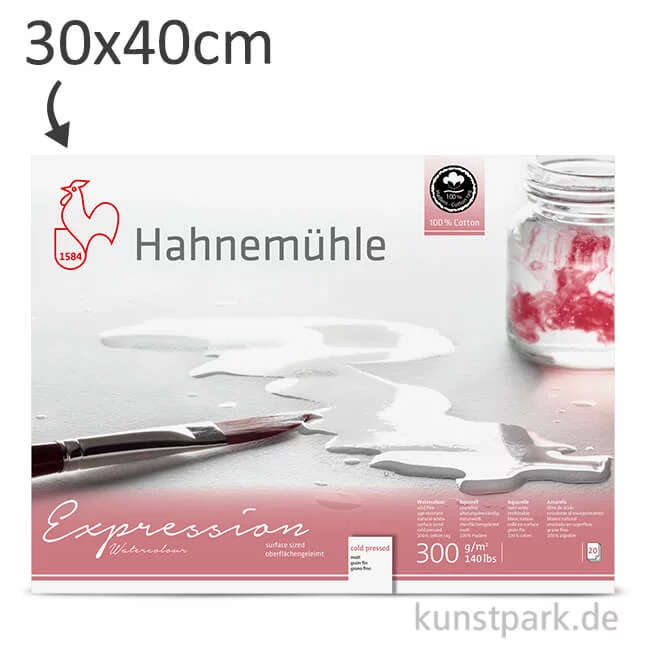 Artikelbild 1 des Artikels “Hahnemühle EXPRESSION Aquarellpapier, 20 Blatt, 300g - matt 30 x 40 cm“