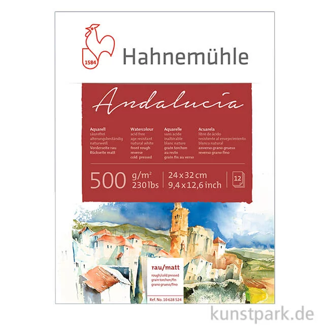 Artikelbild 1 des Artikels “Hahnemühle ANDALUCIA Aquarellkarton, 12 Blatt, 500g rau/matt “