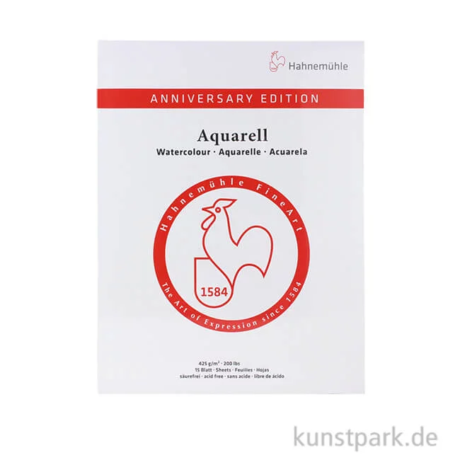 Artikelbild 1 des Artikels “Hahnemühle ANNIVERSARY Aquarellblock, 15 Blatt, 425g, matt 24 x 32 cm“