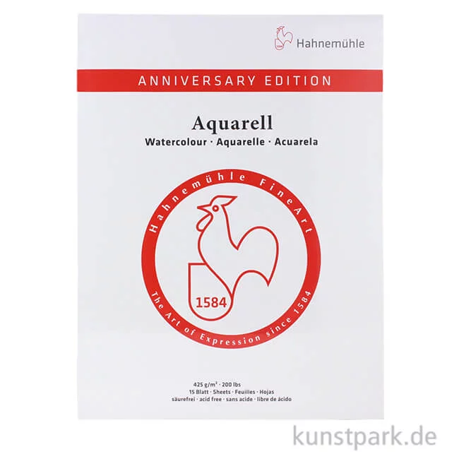 Artikelbild 1 des Artikels “Hahnemühle ANNIVERSARY Aquarellblock, 15 Blatt, 425g, matt 30 x 40 cm“