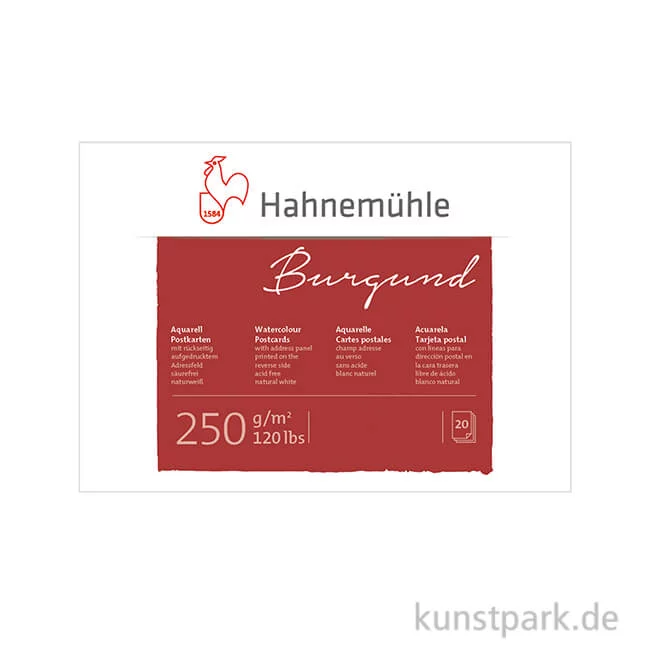 Artikelbild 1 des Artikels “Hahnemühle Aquarell-Postkartenblock, 20 Blatt, 250g rau 10,5 x 21 cm“