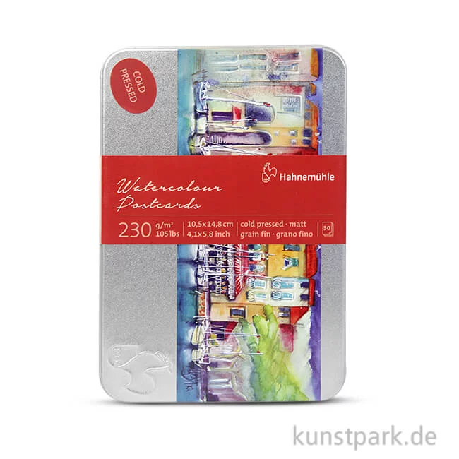 Artikelbild 1 des Artikels “Hahnemühle Aquarellpostkarten in Metallbox, 30 Blatt, 230g, 10,5x14,8 cm - matt “