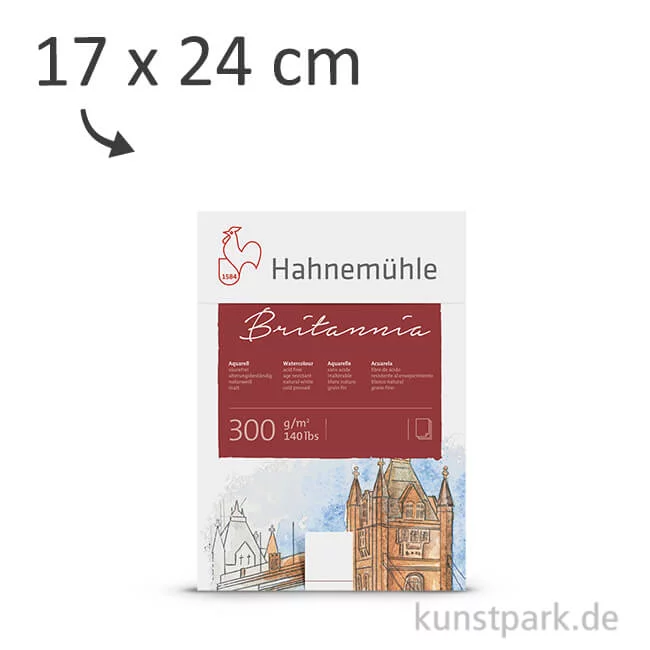 Artikelbild 1 des Artikels “Hahnemühle BRITANNIA Aquarellblock, 12 Blatt, 300g satiniert 17 x 24 cm“