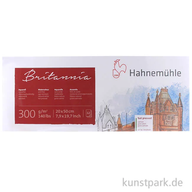 Artikelbild 1 des Artikels “Hahnemühle BRITANNIA Panorama 300g, 12 Blatt, 20 x 50 cm, satiniert “