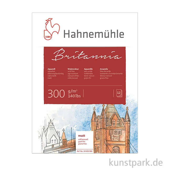 Artikelbild 1 des Artikels “Hahnemühle BRITANNIA Aquarellblock, 12 Blatt, 300g matt 30 x 40 cm“