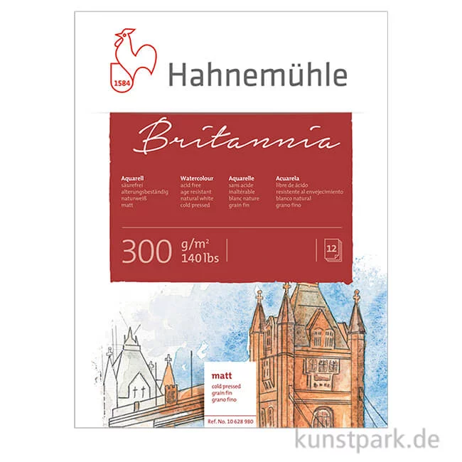 Artikelbild 1 des Artikels “Hahnemühle BRITANNIA Aquarellblock, 12 Blatt, 300g matt 42 x 56 cm“
