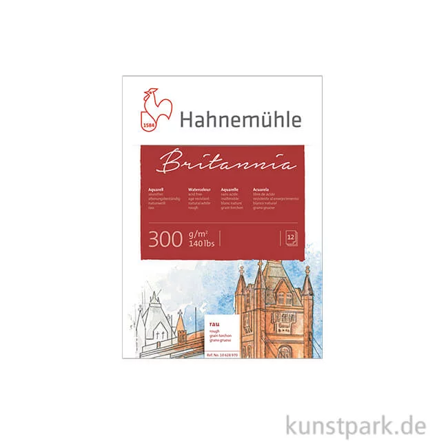 Artikelbild 1 des Artikels “Hahnemühle BRITANNIA Aquarellblock, 12 Blatt, 300g rau 17 x 24 cm“