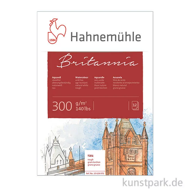 Artikelbild 1 des Artikels “Hahnemühle BRITANNIA Aquarellblock, 12 Blatt, 300g rau 30 x 40 cm“