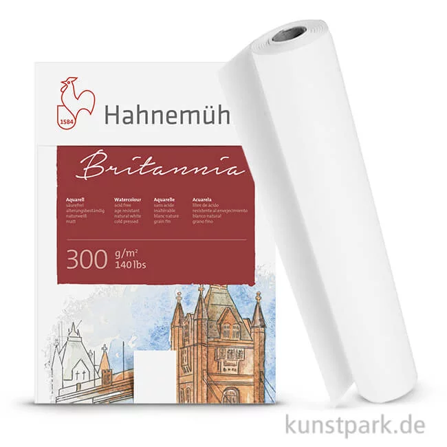 Artikelbild 1 des Artikels “Hahnemühle BRITANNIA Aquarellpapier, 300g, 1,25 x 10 m Rolle “