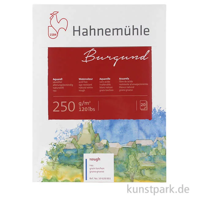 Artikelbild 1 des Artikels “Hahnemühle BURGUND Aquarellpapier, Einzelbogen, 250g rau “
