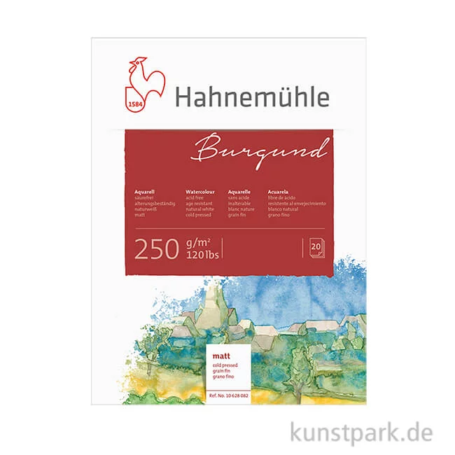 Artikelbild 1 des Artikels “Hahnemühle BURGUND Aquarellblock, 20 Blatt, 250g matt 30 x 40 cm“