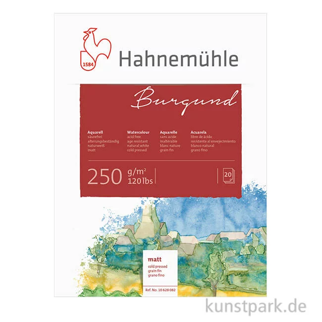 Artikelbild 1 des Artikels “Hahnemühle BURGUND Aquarellblock, 20 Blatt, 250g matt “