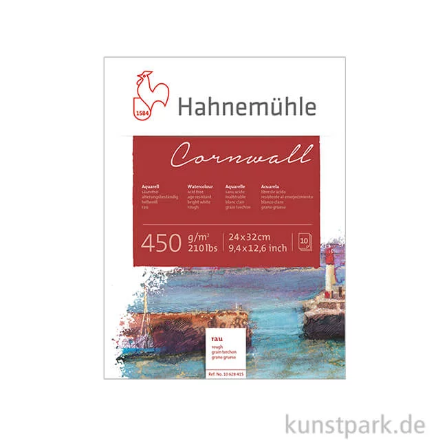 Artikelbild 1 des Artikels “Hahnemühle CORNWALL Aquarellblock, 10 Blatt, 450g rau 17 x 24 cm“