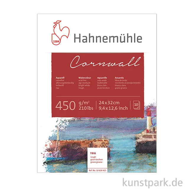 Artikelbild 1 des Artikels “Hahnemühle CORNWALL Aquarellblock, 10 Blatt, 450g rau 30 x 40 cm“
