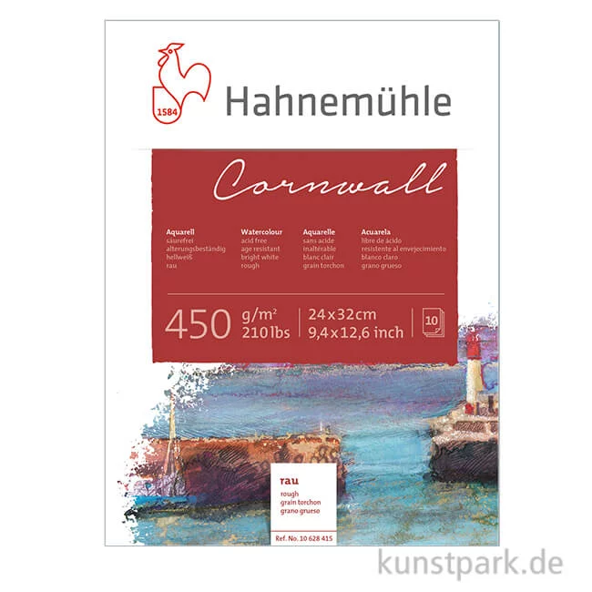 Artikelbild 1 des Artikels “Hahnemühle CORNWALL Aquarellblock, 10 Blatt, 450g rau “