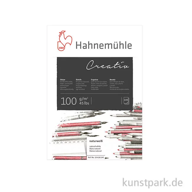 Artikelbild 1 des Artikels “Hahnemühle CREATIV Skizzenblock, 100g, fein, geleimt DIN A3 (100 Blatt)“