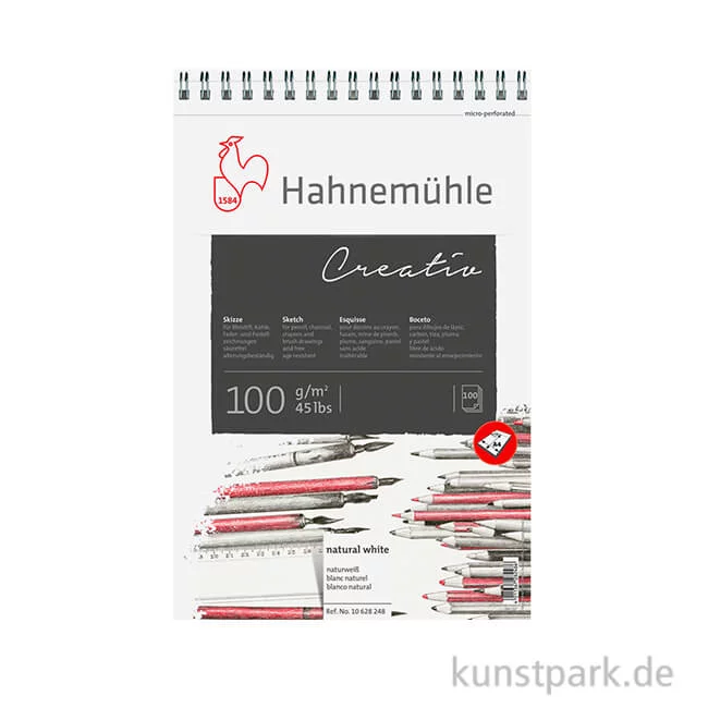 Artikelbild 1 des Artikels “Hahnemühle CREATIV Skizzenblock, 100g, fein, Spiral DIN A3 (100 Blatt)“