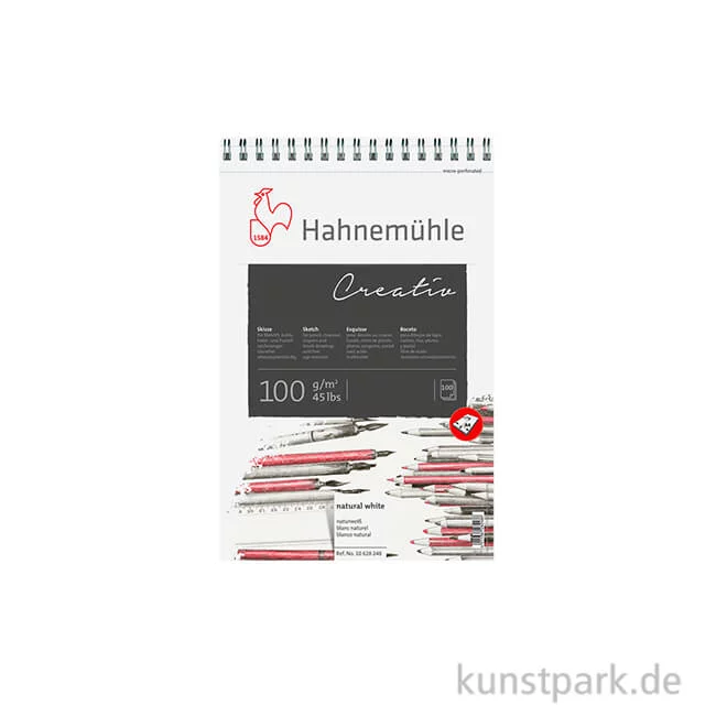 Artikelbild 1 des Artikels “Hahnemühle CREATIV Skizzenblock, 100g, fein, Spiral DIN A4 (100 Blatt)“