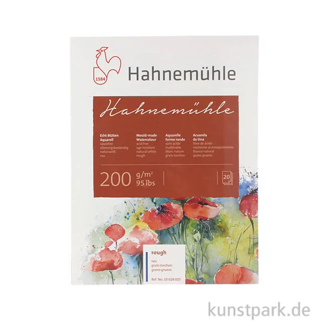 Artikelbild 1 des Artikels “Hahnemühle Echt-Bütten Aquarellblock, 20 Blatt, 200g rau 17 x 24 cm“