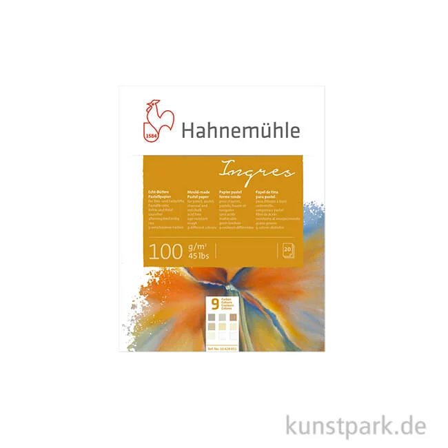 Artikelbild 1 des Artikels “Hahnemühle Echt-Bütten INGRES Pastellpapier, 20 Blatt, 100g, 9 Farben 24 x 31 cm“