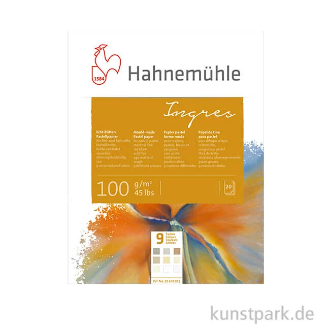 Artikelbild 1 des Artikels “Hahnemühle Echt-Bütten INGRES Pastellpapier, 20 Blatt, 100g, 9 Farben 42 x 56 cm“