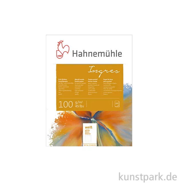 Artikelbild 1 des Artikels “Hahnemühle Echt-Bütten INGRES Pastellpapier, 20 Blatt, 100g, Weiß 24 x 31 cm“