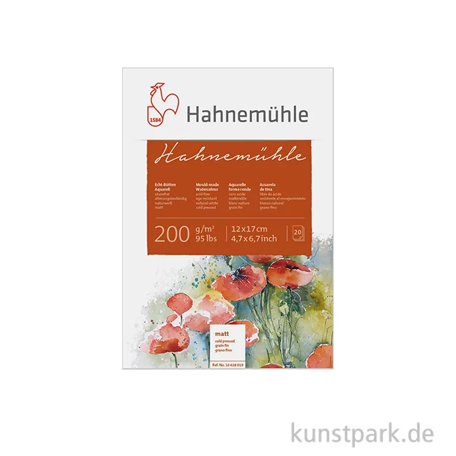 Artikelbild 1 des Artikels “Hahnemühle Echt-Bütten Aquarellblock, 20 Blatt, 200g matt 12 x 17 cm“