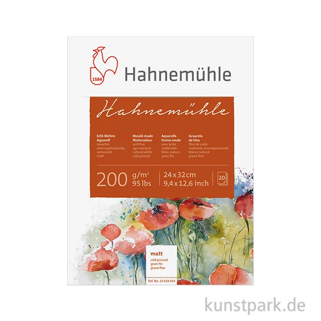 Artikelbild 1 des Artikels “Hahnemühle Echt-Bütten Aquarellblock, 20 Blatt, 200g matt 24 x 32 cm“