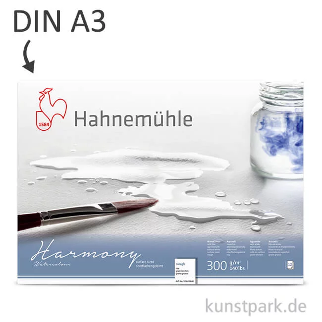 Artikelbild 1 des Artikels “Hahnemühle HARMONY Aquarell Papier, 12 Blatt, 300g - rau DIN A3“
