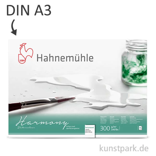 Artikelbild 1 des Artikels “Hahnemühle HARMONY Aquarell Papier, 12 Blatt, 300g - satiniert DIN A3“