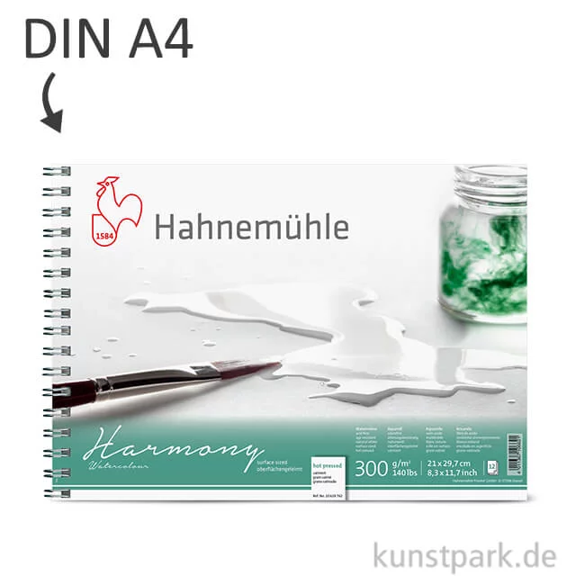 Artikelbild 1 des Artikels “Hahnemühle HARMONY Aquarell Papier Spiralblock, 12 Blatt, 300g - satiniert DIN A4“