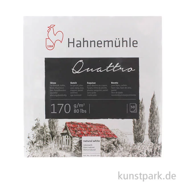 Artikelbild 1 des Artikels “Hahnemühle QUATTRO Skizzenblock, 50 Blatt, 170g 25,4 x 25,4 cm“