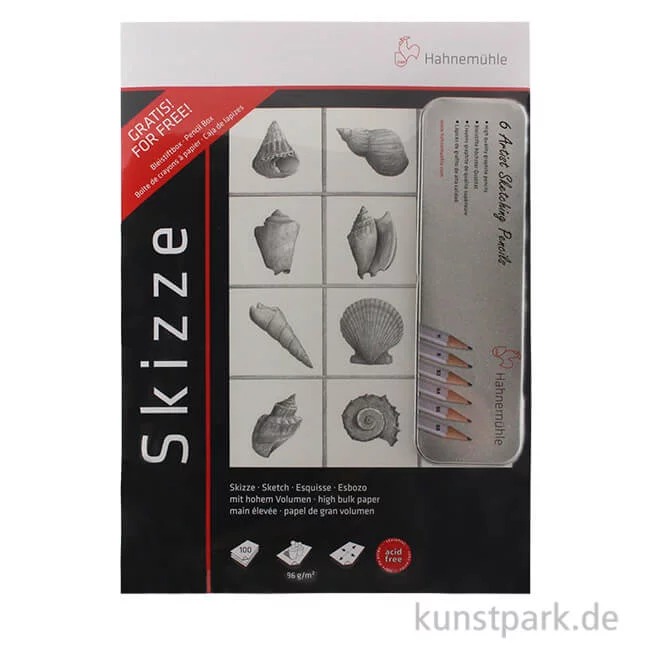 Artikelbild 1 des Artikels “Hahnemühle Zeichenset - Skizzenblock DIN A3 (100 Blatt) + 6 Bleistifte “
