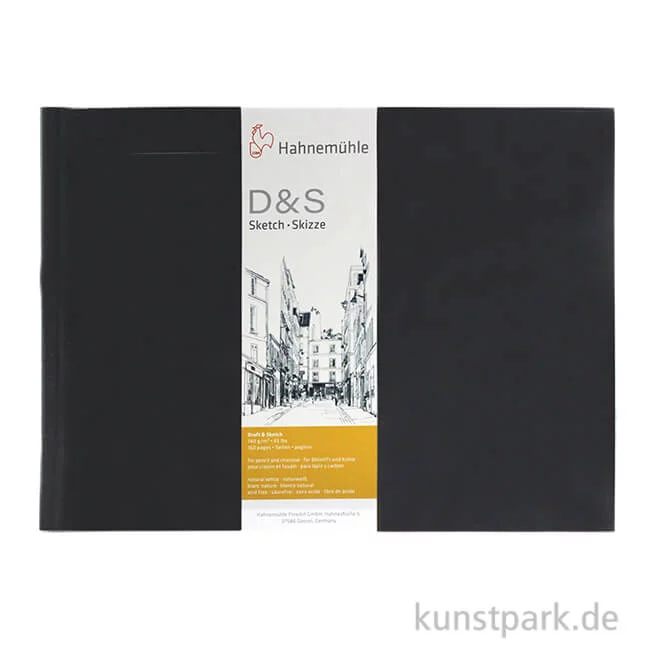 Artikelbild 1 des Artikels “Hahnemühle Skizzenbuch D&S, 140g, schwarz DIN A4 quer (80 Blatt)“