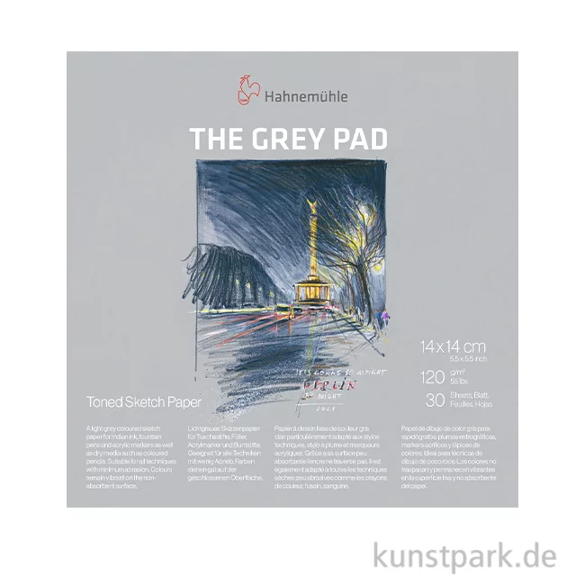 Artikelbild 1 des Artikels “Hahnemühle The Grey Pad, 120 g/qm, 30 Blatt 14 x 14 cm“