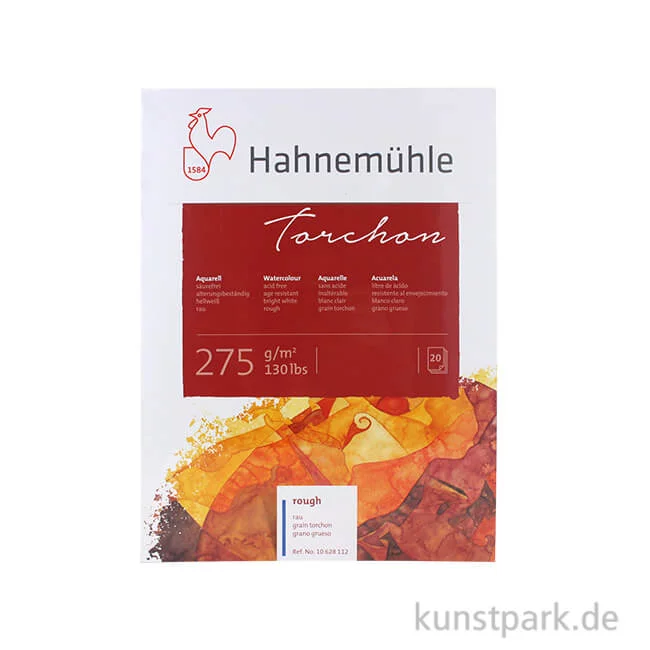 Artikelbild 1 des Artikels “Hahnemühle TORCHON Aquarellblock, 20 Blatt, 275g rau 12 x 17 cm“