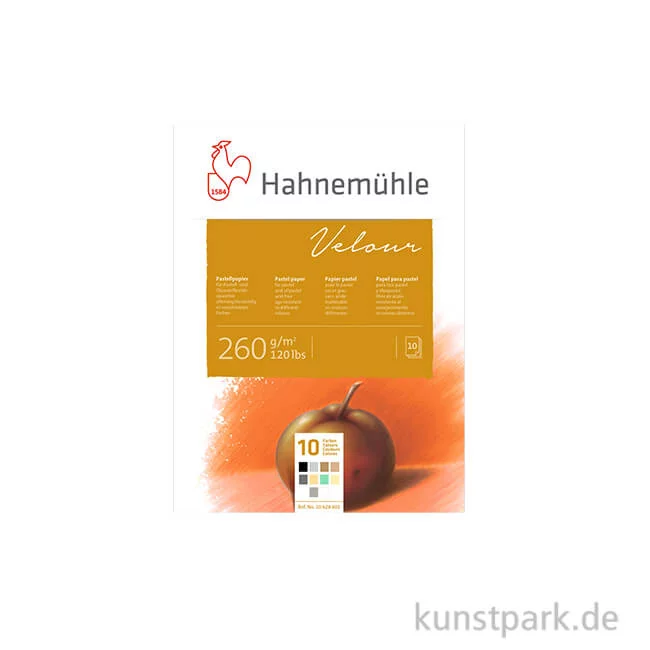Artikelbild 1 des Artikels “Hahnemühle VELOUR Pastellpapier, 10 Blatt, 260g, 10 Farben 24 x 32 cm“