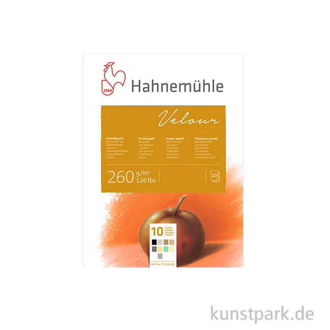 Artikelbild 1 des Artikels “Hahnemühle VELOUR Pastellpapier, 10 Blatt, 260g, 10 Farben 30 x 40 cm“