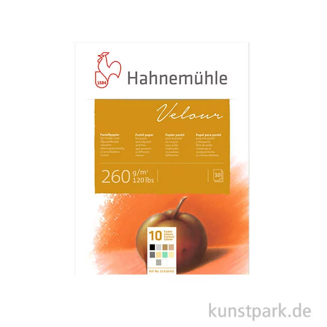 Artikelbild 1 des Artikels “Hahnemühle VELOUR Pastellpapier, 10 Blatt, 260g, 10 Farben 36 x 48 cm“