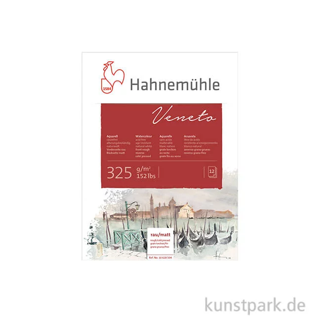 Artikelbild 1 des Artikels “Hahnemühle VENETO Aquarellblock, 12 Blatt, 325g rau und matt 30 x 40 cm“