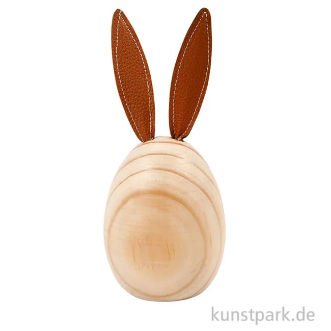 Artikelbild 1 des Artikels “Hase aus hellem Holz mit Kunstleder-Ohren, Höhe 19 cm “