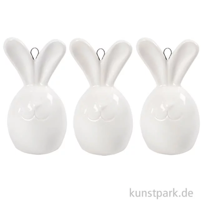 Artikelbild 1 des Artikels “Hase aus weißer Keramik zum Hängen, Größe 6,7 x 3,6 cm, 3 Stück “