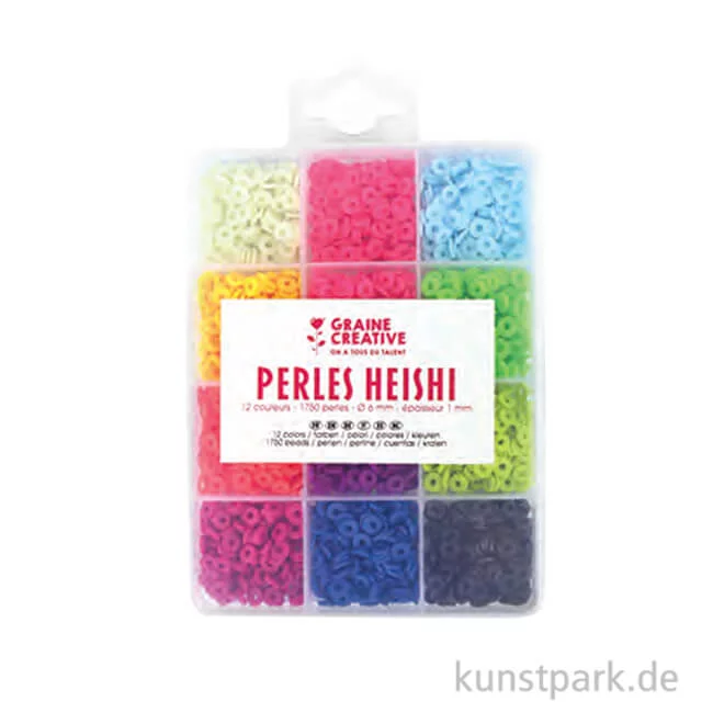 Artikelbild 1 des Artikels “Heishi Perlen - 12 Fluoreszierende Farben, 1750 Stück “