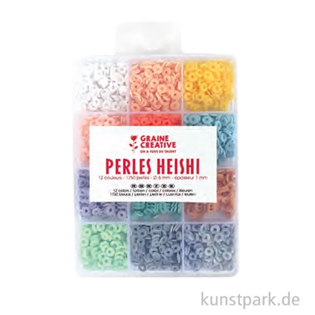 Artikelbild 1 des Artikels “Heishi Perlen - 12 Pastellfarben, 1750 Stück “