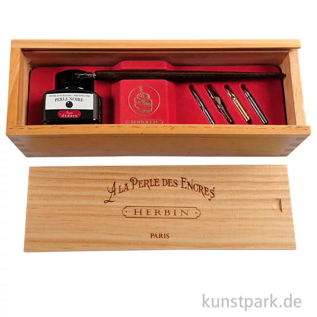 Artikelbild 1 des Artikels “HERBIN Geschenkset - Federhalter, Schreibfedern + Tinte im Holzkasten “