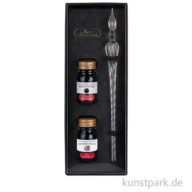 Artikelbild 1 des Artikels “HERBIN Glasfeder Set mit 2 Tinten (Perle Noire + Poussiere de Lune) “
